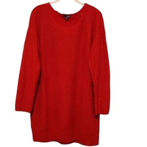 Red a.n.a Knit Round Neck Tunic Sweater Top sz XL